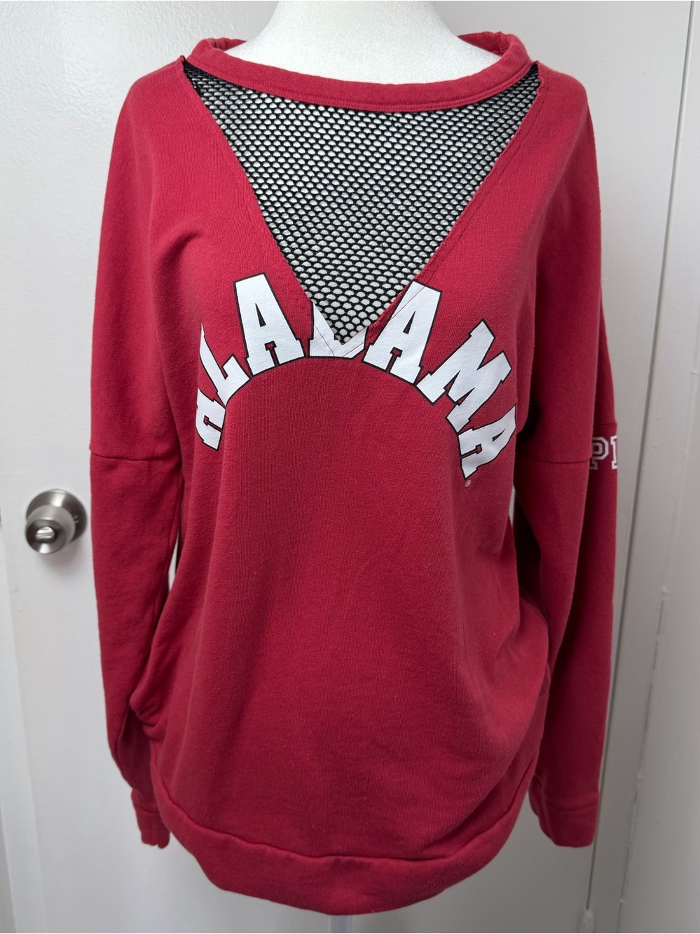 PINK Victoria’s Secret Alabama Crimson Red Mesh Cutout Sweatshirt M